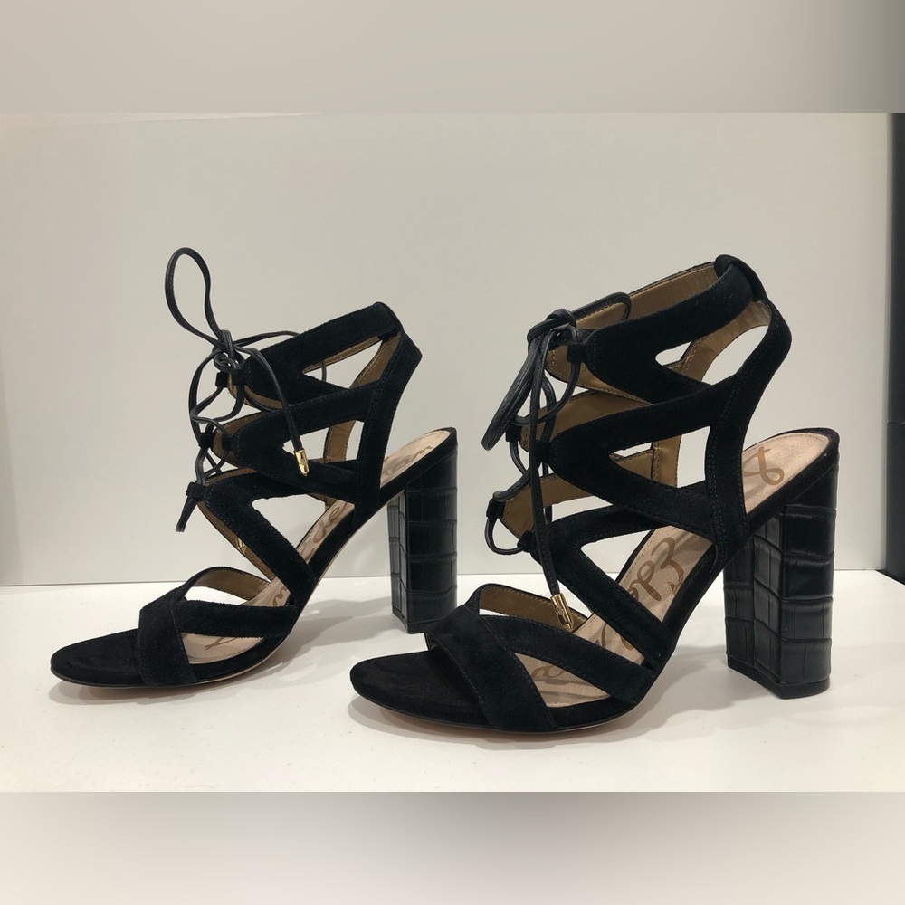 Sam Edelman Black Strappy Block Heel Sandals Size 6.5US